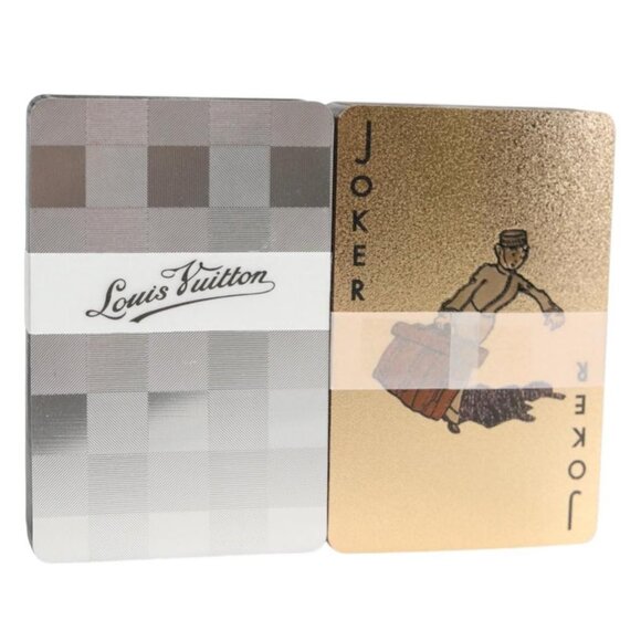 LOUIS VUITTON Damier Playing Cards set Silver Gold LV Auth 133203A - Picture 2 of 11